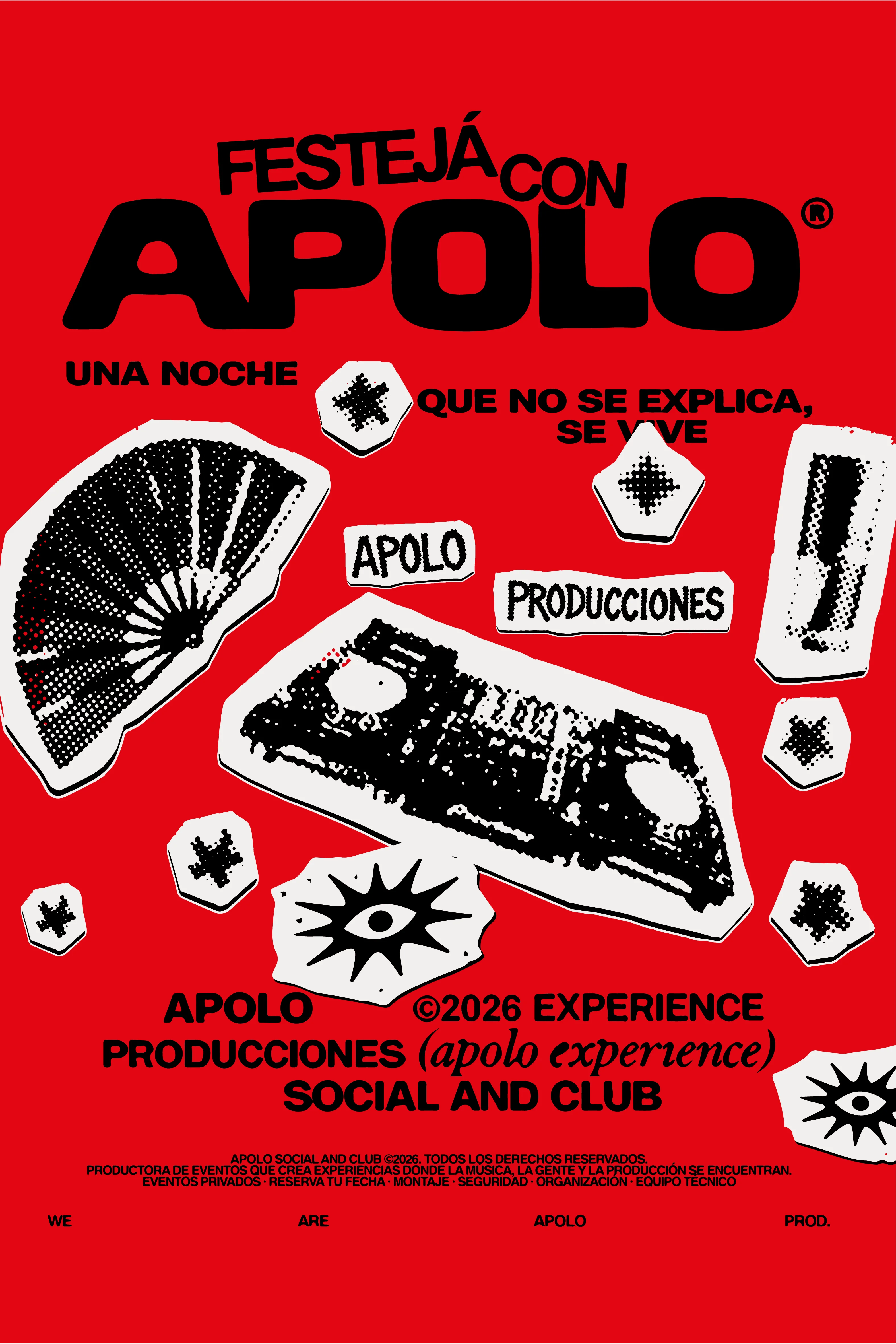 Cartelería y diseño de identidad visual de Apolo Social Club